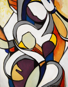 Strike A Pose, Acrylic on Canvas Paper 14x11 Matted to 20x16 by J.Jarville