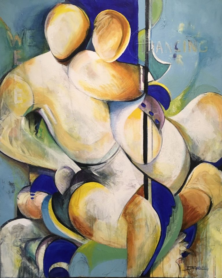 Merry Go Round, abstract figure painting by J.Jarville