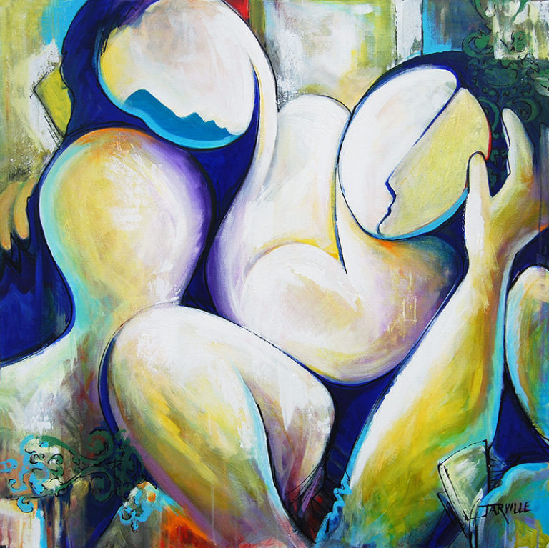 Pillow Talk, Acrylic on Canvas, 36x36x1.5 by J.Jarville