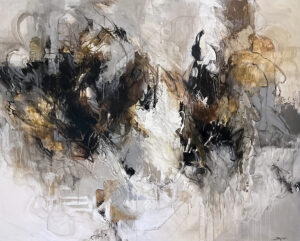 A Black Tie Affair, Acrylic Mixed Media 48x60, abstract painting by Jeanette Jarville SOLD